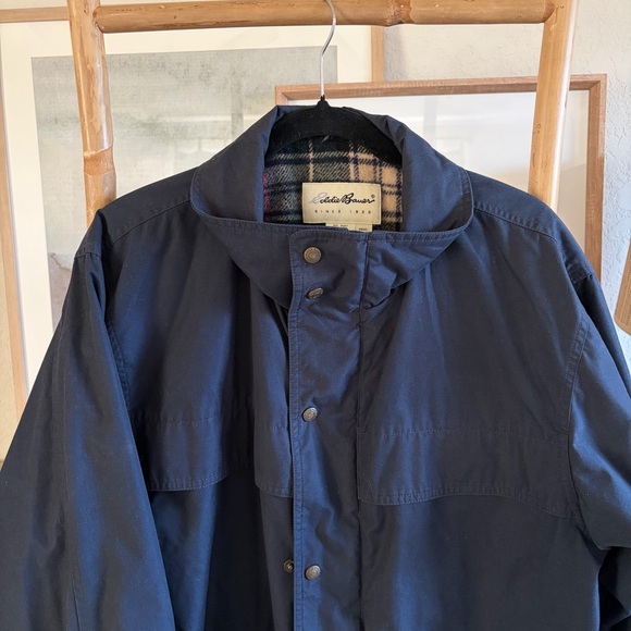 VTG Eddie Bauer Mountain Parka Jacket Men's Medium Blue Wool Lined 90s Coat - Picture 3 of 7